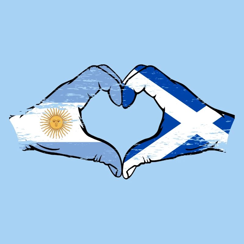 Argentine Ecosse drapeau mains forme de coeur utilisé