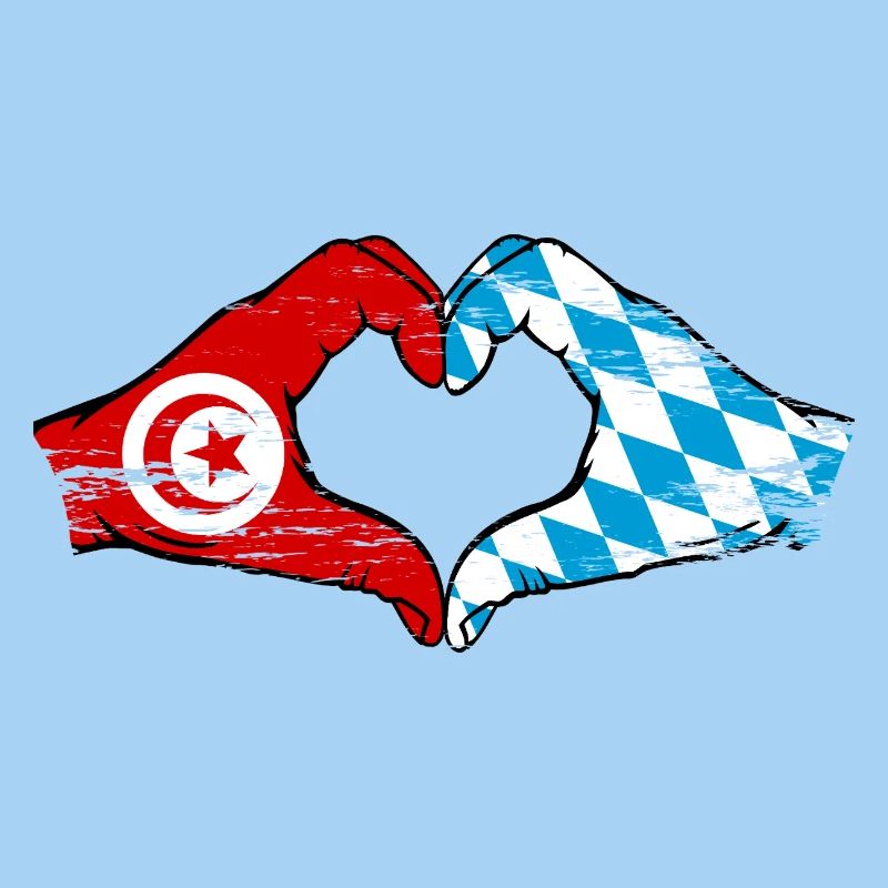 Tunisie Bavière drapeau mains forme coeur utilisé