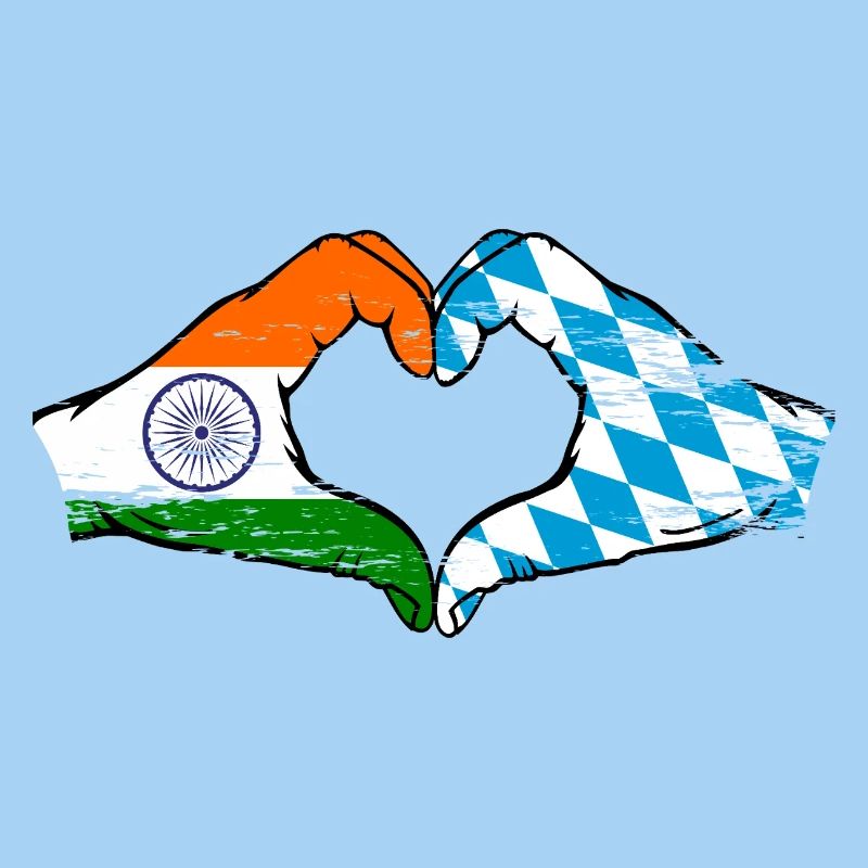 Inde Bavière drapeau mains coeur utilisé