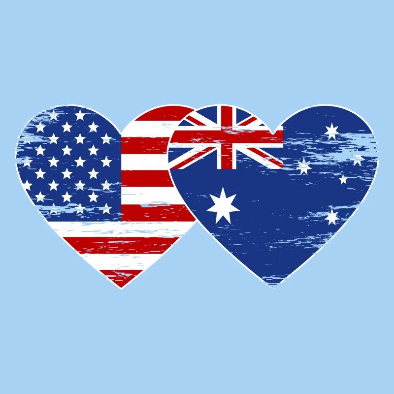 États-Unis, Australie, drapeau, forme de coeur utilisé