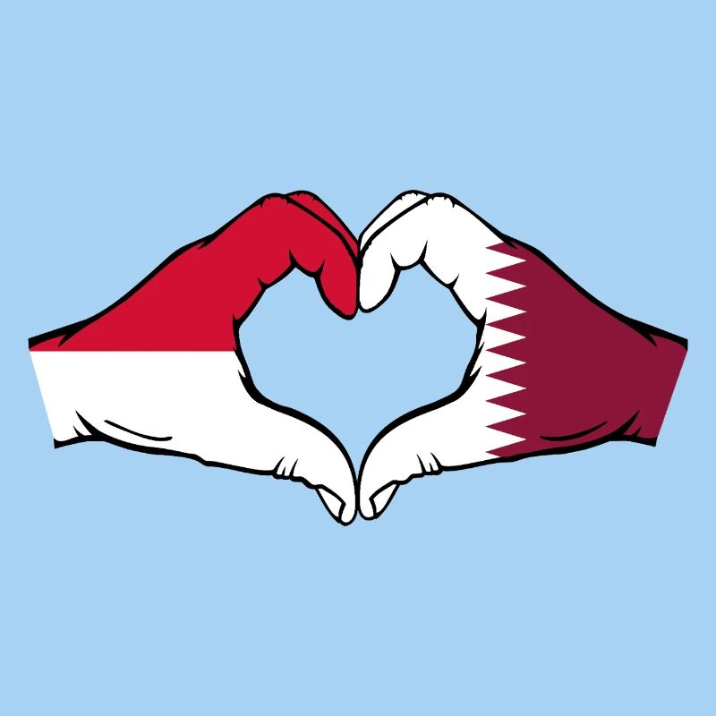 Drapeau Monaco Qatar main forme coeur