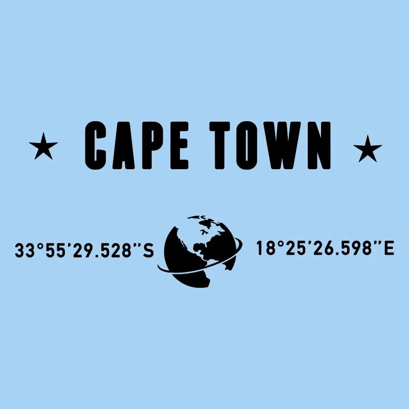 Cape Town Coordinates Black Typography