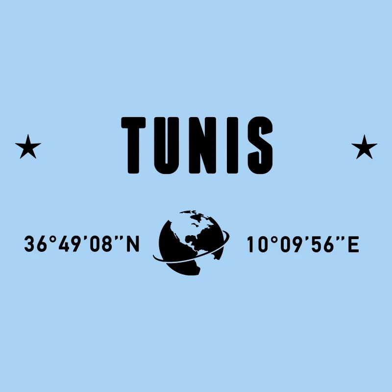 Tunis Tunisie Coordonnées GPS Globe