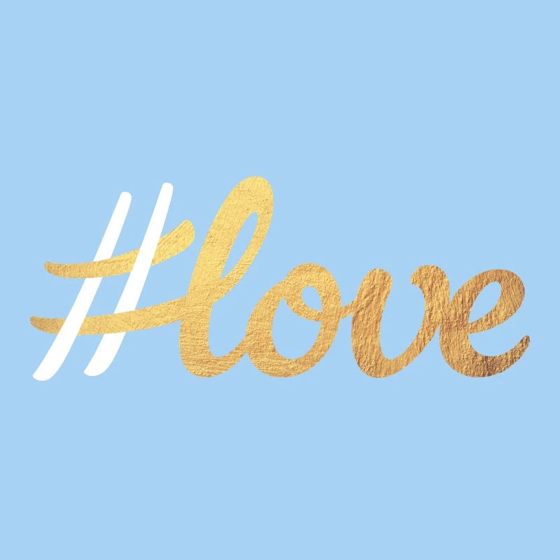 Hashtag Love Love Gold Handwriting Wedding Couples
