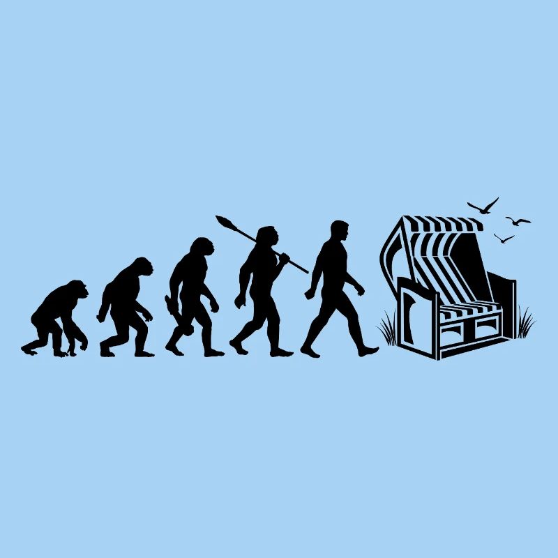Evolution - Strandkorb - Urlaub - Meer - Möwen