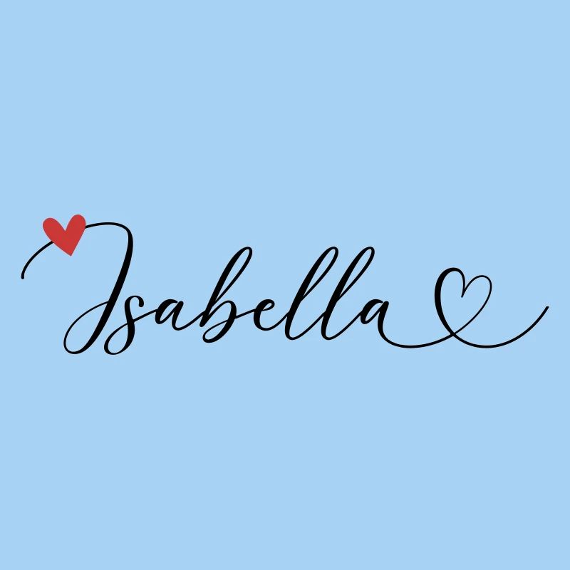 Isabella Nom Prénom Calligraphie coeur