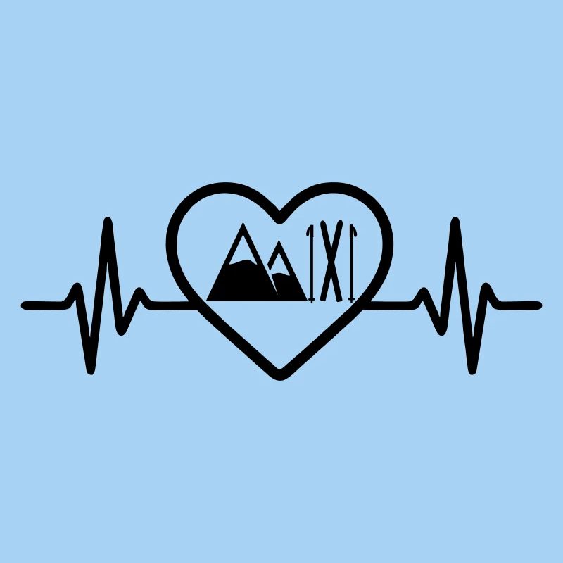Skiing Mountains Heart