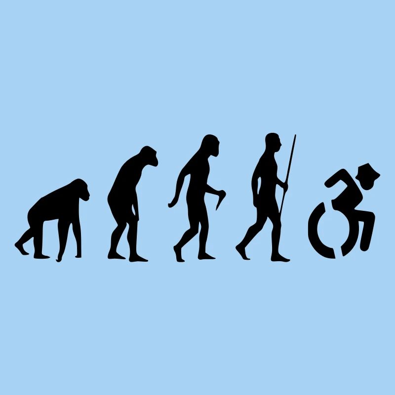 Rollstuhl-Evolution für Rollen. Humor im Rollstuhl #