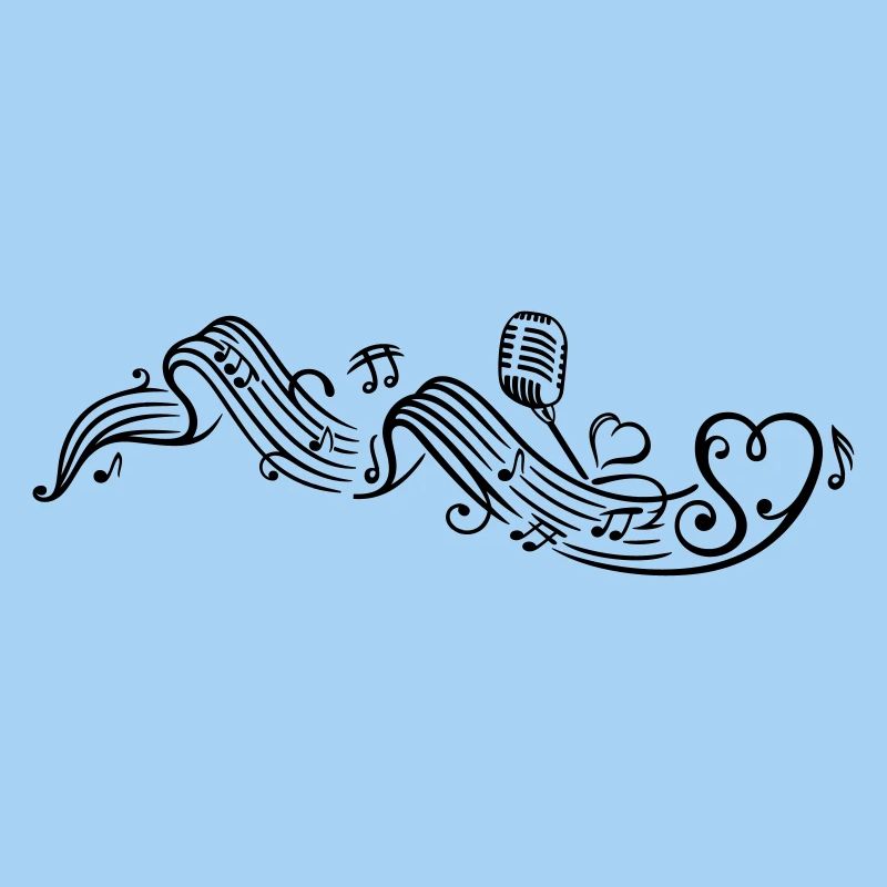 Notenblatt mit microphon, music, notes, clef