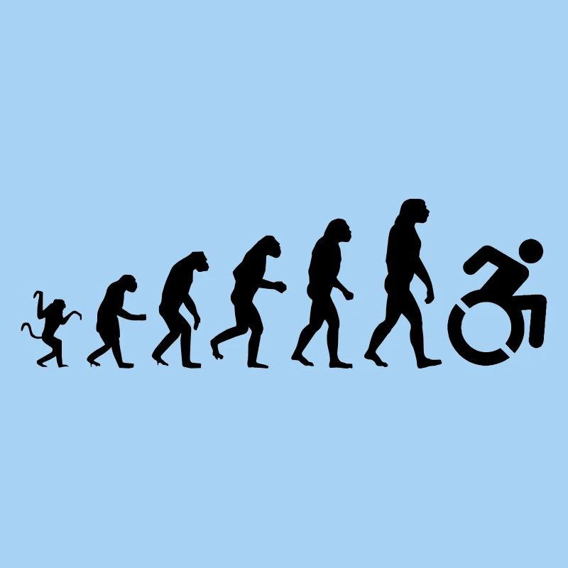 Evolution des Rollstuhls, der Rolle, des Humors *