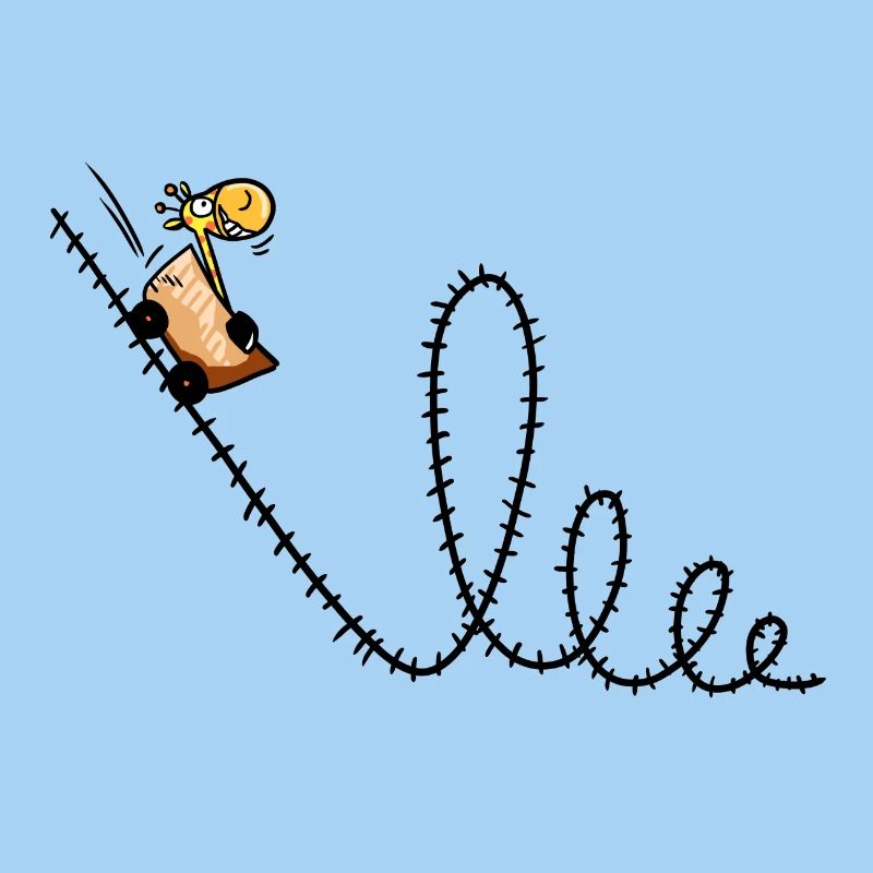 Giraffe rides a roller coaster - Louping - Park