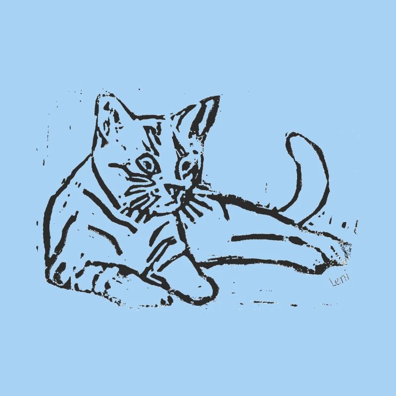 Eleganter Sketch-Print mit Katze