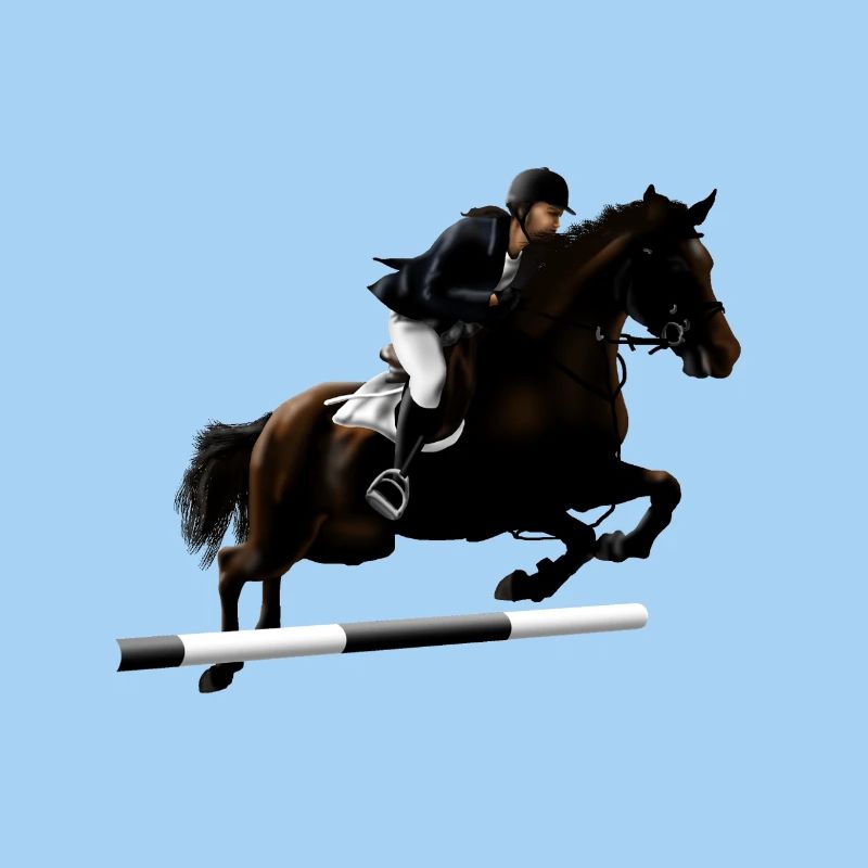 Springendes Pferd mit Reiter