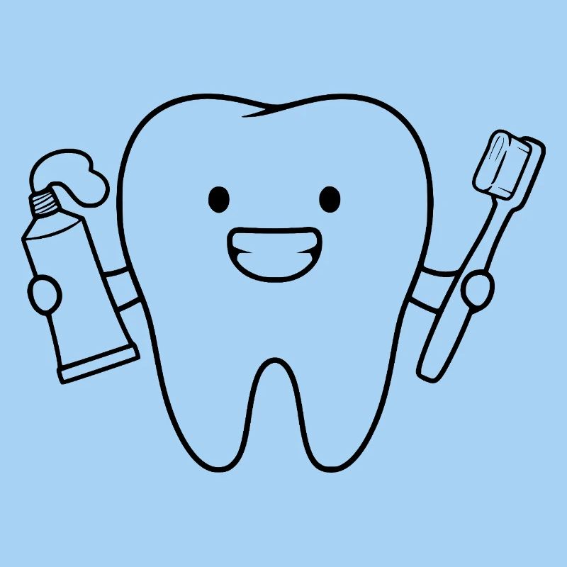 Dent de dessin animé avec brosse à dents