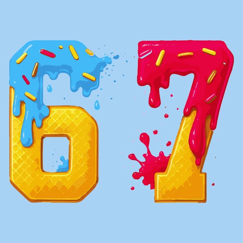 67 - Sixty Seven Number Sweet 67 Meme Donut Six 7