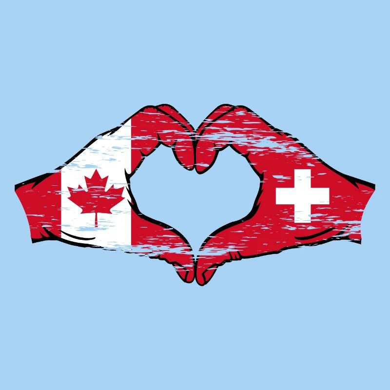 Canada Suisse Drapeau Mains Coeur Forme Utilisé
