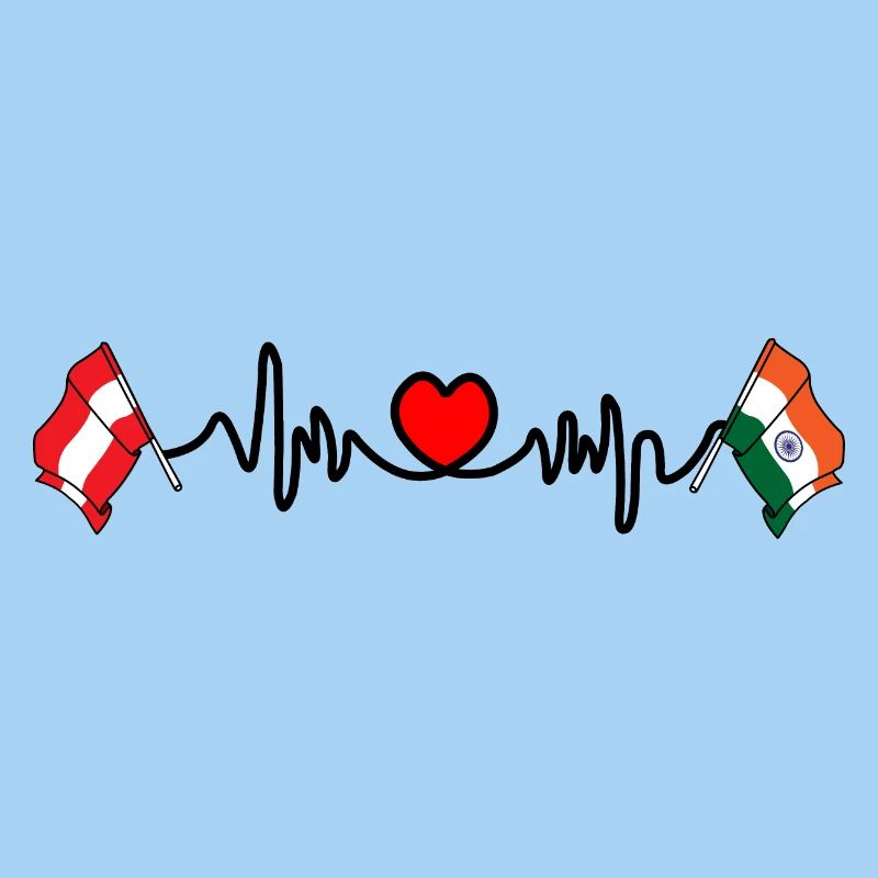 Cardio heart Drapeau Autriche, drapeau Inde