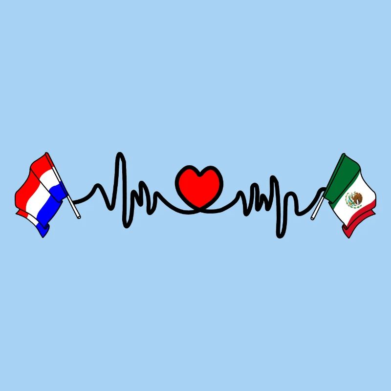 Cardio heart Drapeau Pays-Bas, drapeau Mexique