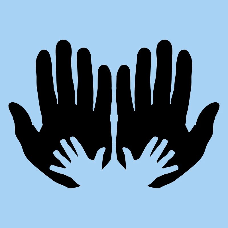 Open parents hands with children's hands