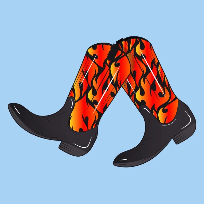extravagant western boots with flame pattern