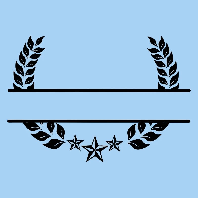 Laurel wreath monogram three stars