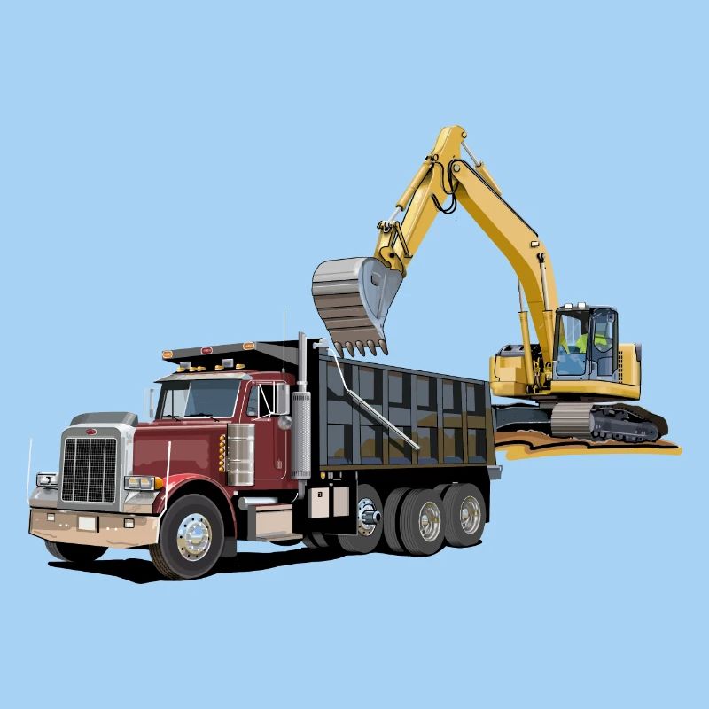 Lastwagen mit Bagger