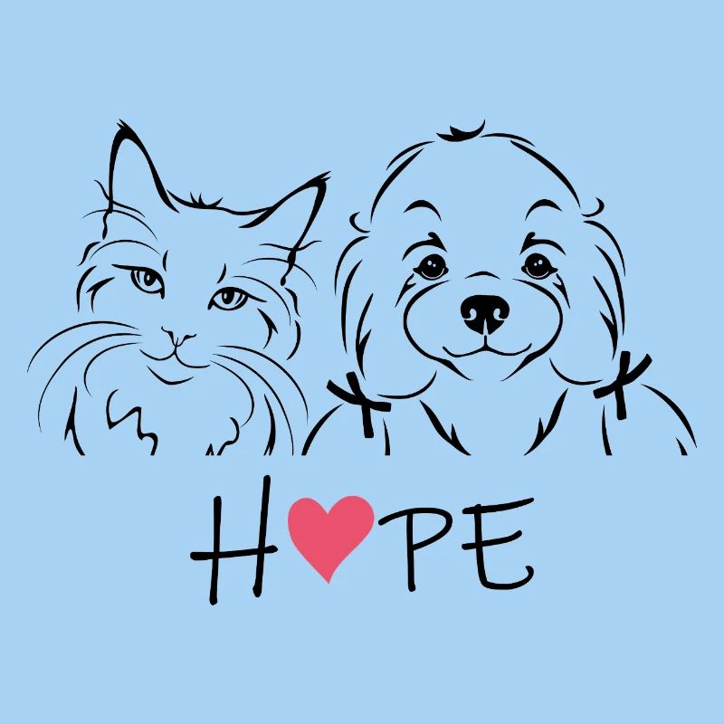 Umrissenes Porträt einer Katze und eines maltesischen Bichon