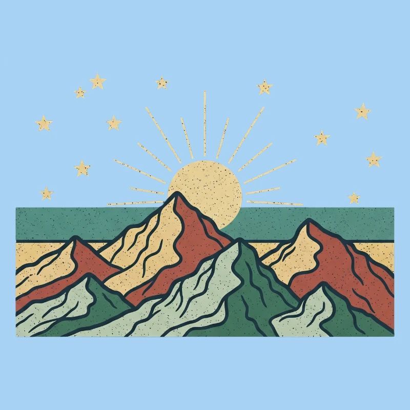 Berglandschaft mit Sonnenstrahlen