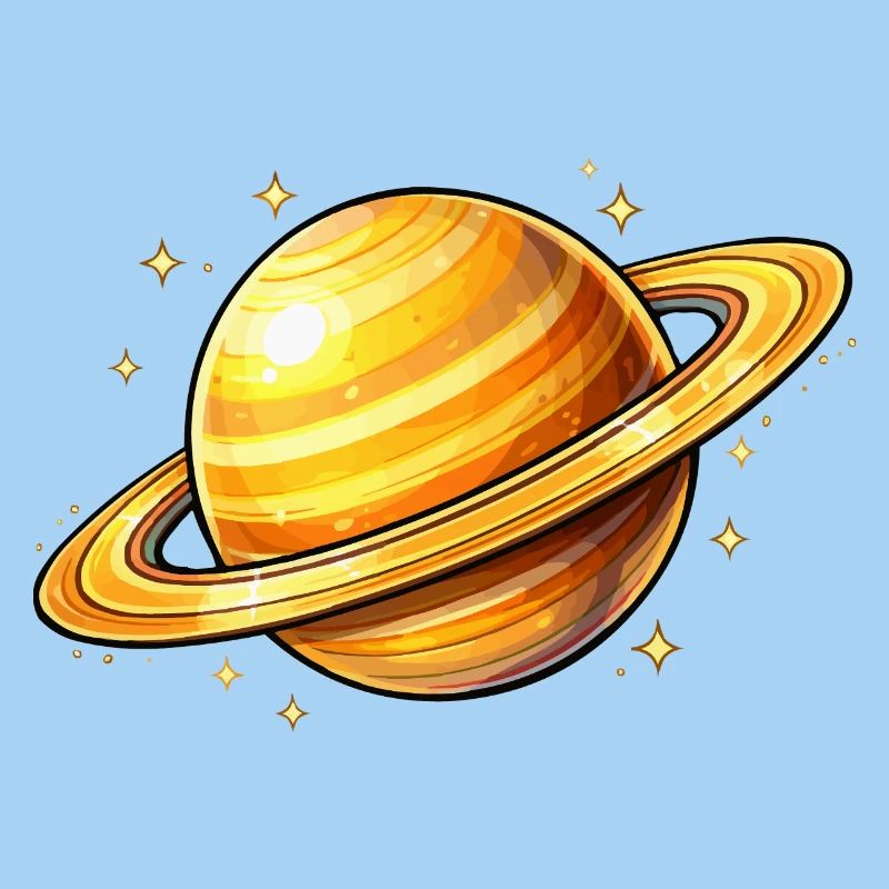 Saturn with glowing rings