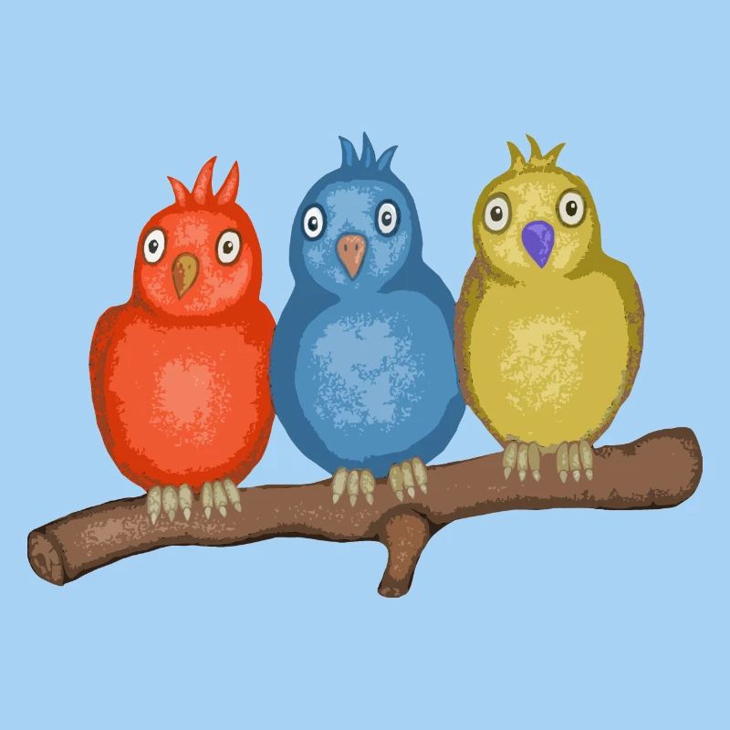 Oiseaux colorés sur une branche