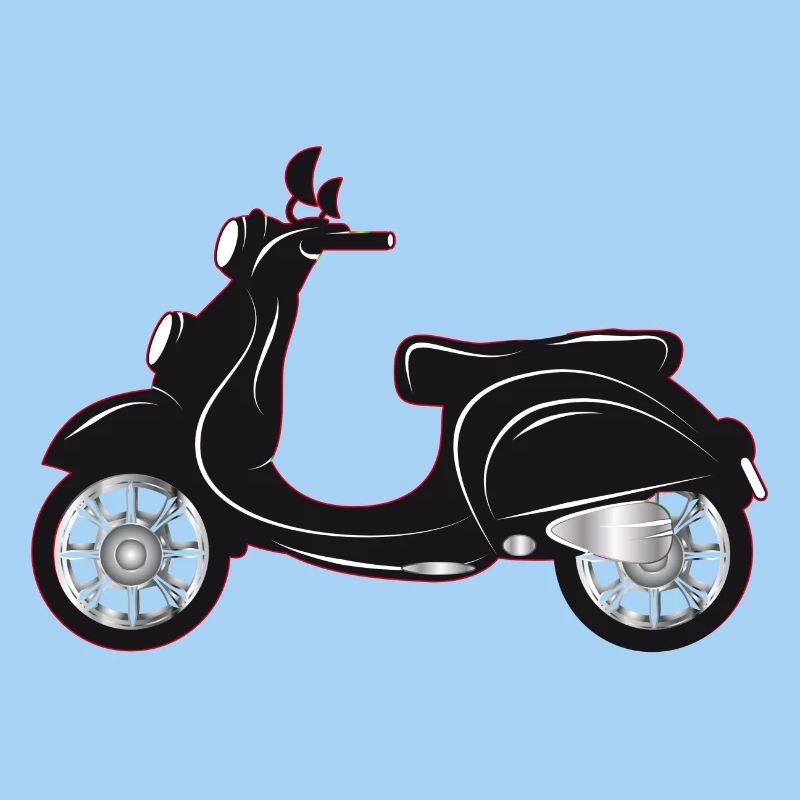 Ein schwarzer Motorroller mit farbigem Rand