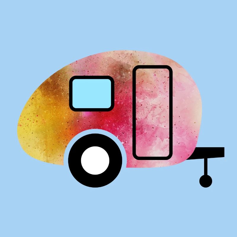 Caravan Aquarell Wohnwagen Camping