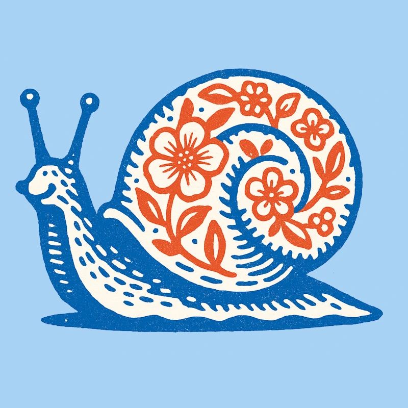 Escargot rétro bleu et rouge