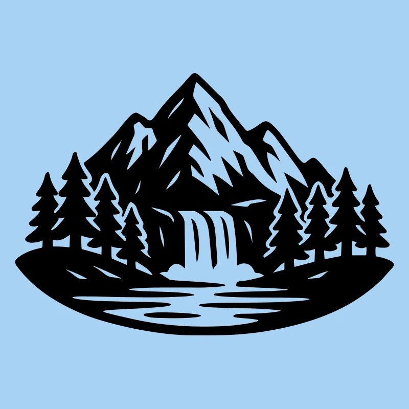 Berge Landschaft Wald Wasserfall