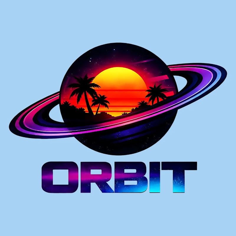 Geometric Saturn Orbit Retro Synthwave 80s