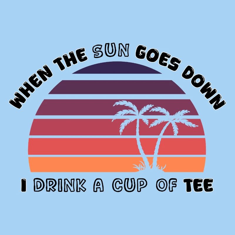 Sunset Palm Trees Retro Tee - Design