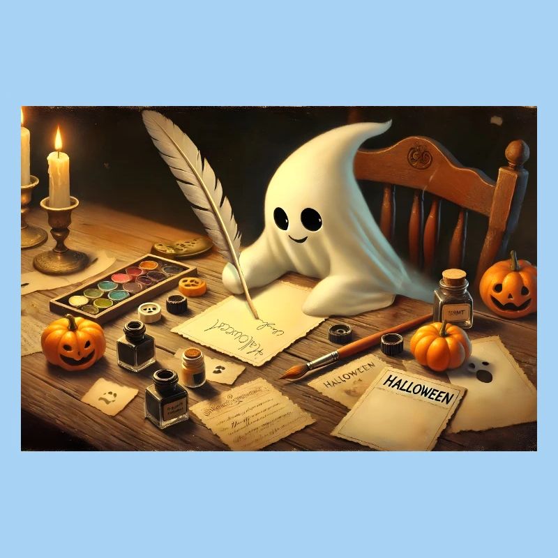 charming ghost writing halloween invitations