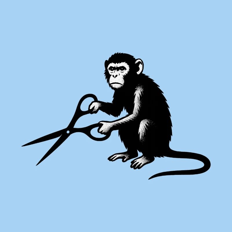 Affe mit Schere Silhouette