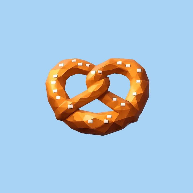 Low poly bretzel orange polygonal