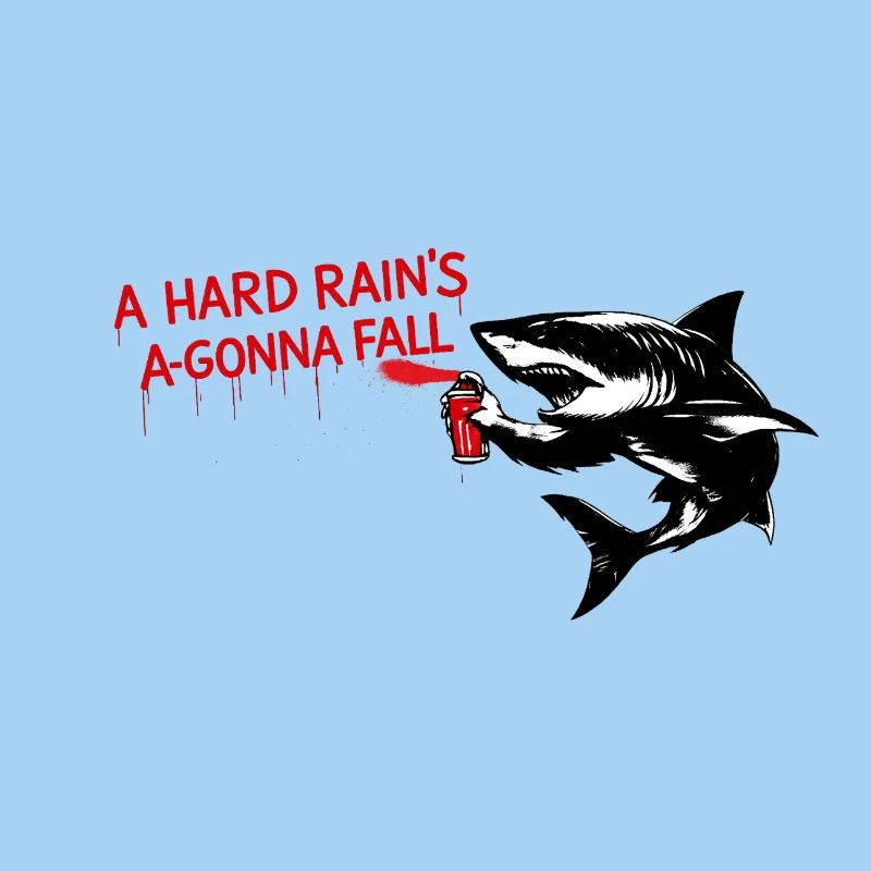 Graffiti shark with red lettering