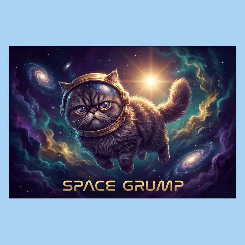 Space Grump Space Cat Neon