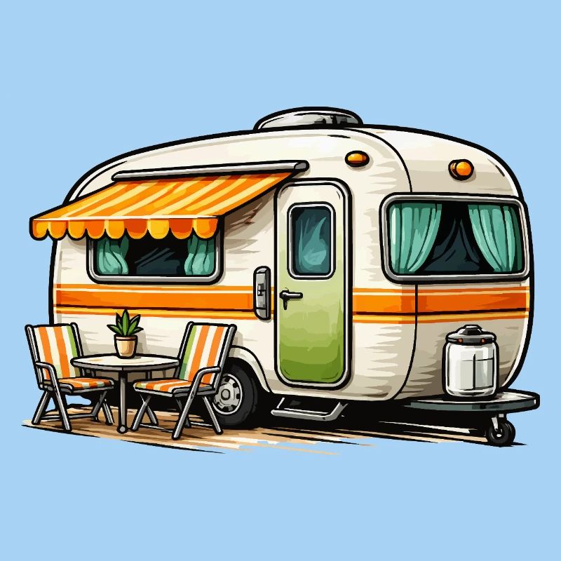 Retro caravan camping magic