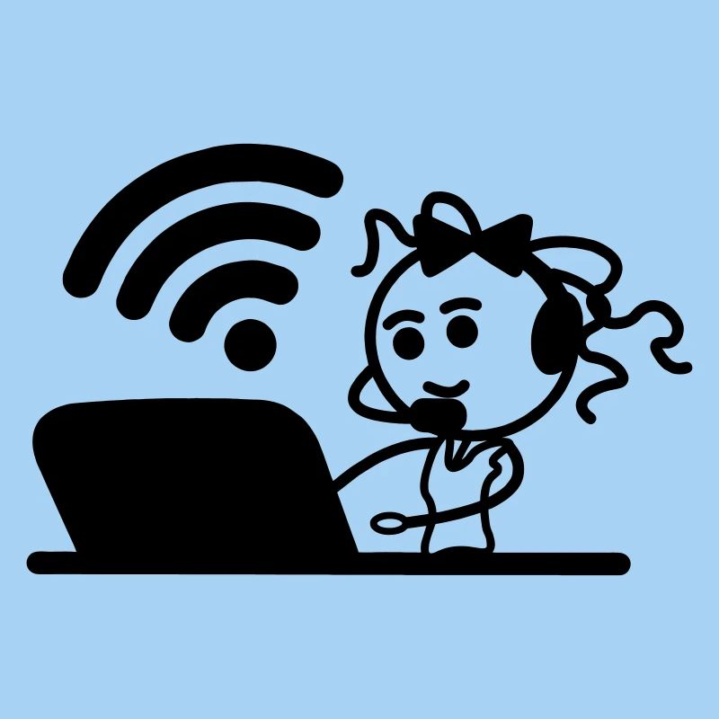 Glückliches Mädchen oder Frau auf Laptop-WLAN