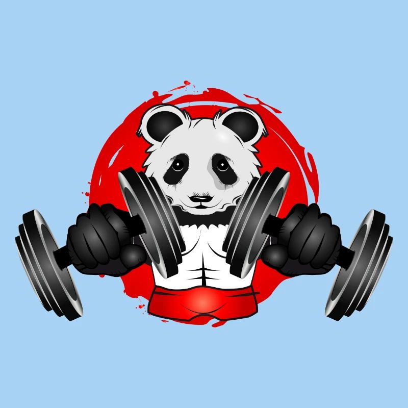 Bodybuilder Panda Bear with Dumbbell in Gym Patch