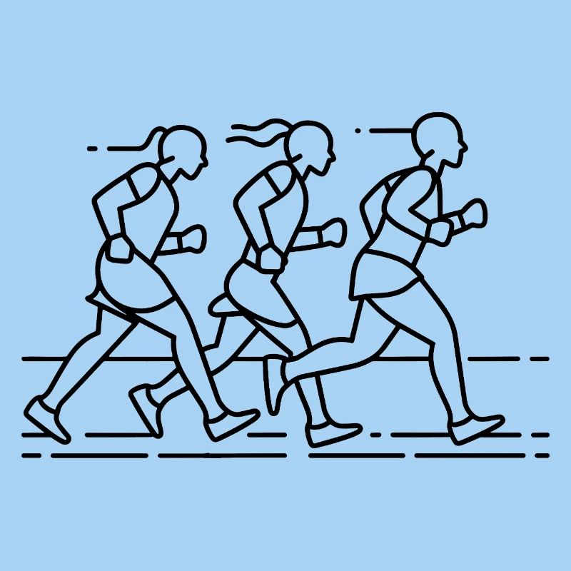 Dessin au trait des coureurs