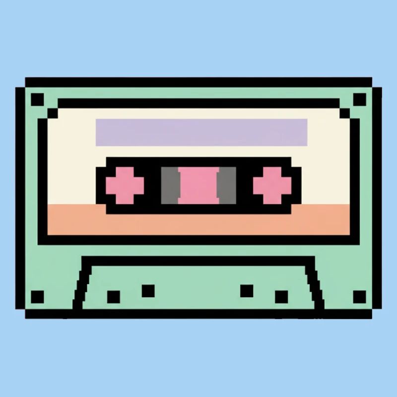 Retro 8 Bit Pixel Art Cassette