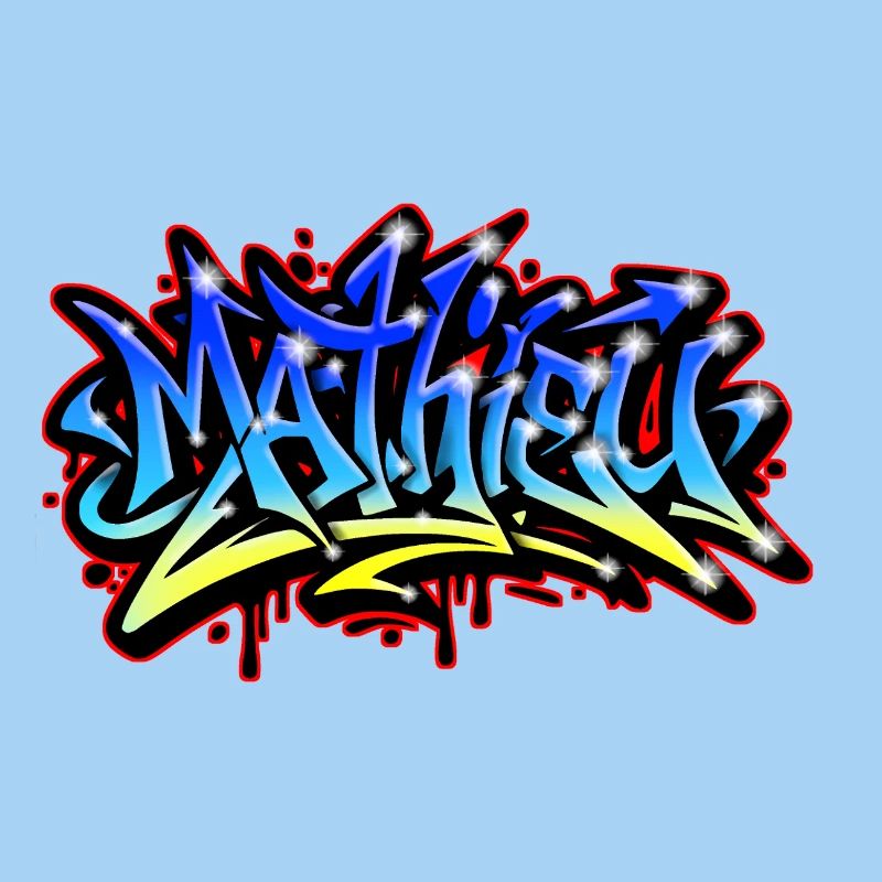 Mathieu Graffiti Printable Blue Yellow