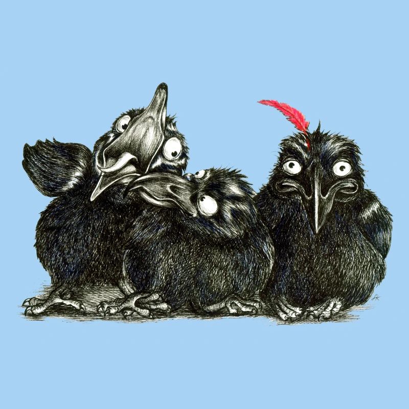 three young cheeky kraehen