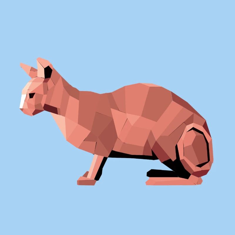 Sphynx Low Poly Cat – Design géométrique