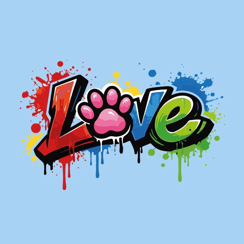 Love – Graffiti Stil mit Katzenpfote